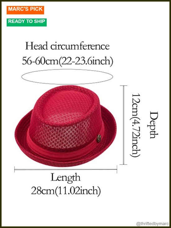 Straw Mesh Fedora Pork Pie Hat, Lightweight Summer Boater Beach Cap main image 6